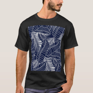 Camiseta Folha tropical, fundo azul marinho