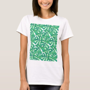 Camiseta Folha tropical monstera verde padrão branco b