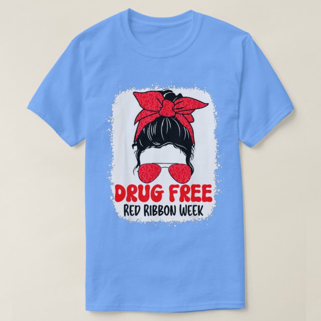 Camiseta Folha Vermelha Livre de Drogas Semana de Sensibili (Frente do Design)