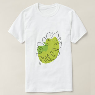 Camiseta Folhagem isolada tropical de arte em linha, branca