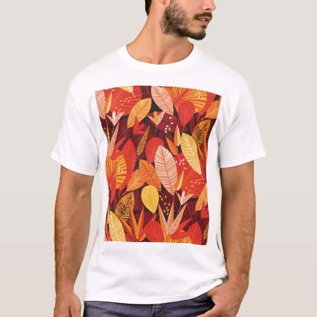 Camiseta Folhagem Tropical: Folhagem Geométrica Colorida. (Frente)
