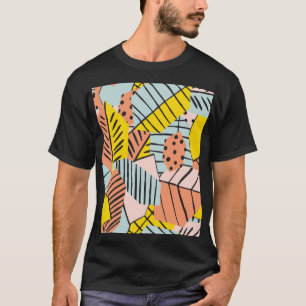 Camiseta Folhas abstrato coloridas, padrão natural.