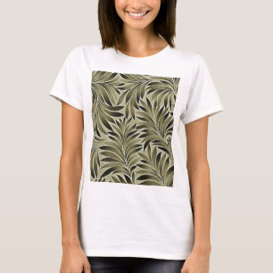 Camiseta Folhas Artísticas Em Cor Cinza Verde Baço Kkaki