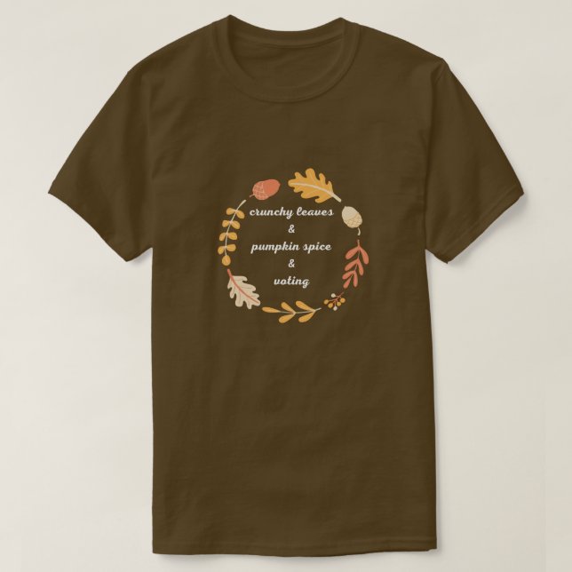 Camiseta Folhas Crunchy & Pumpkin Spice & Votament (Frente do Design)
