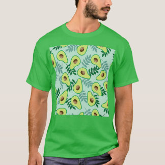 Camiseta Folhas de abacado maduras de fundo verde claro