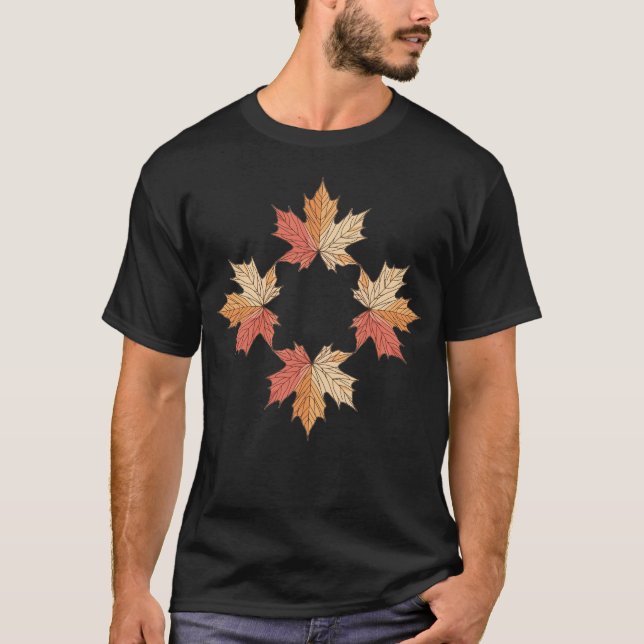 Camiseta Folhas de bordo de outono geometria (Frente)