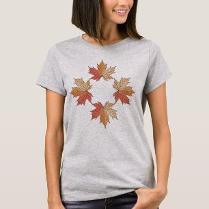 Camiseta Folhas de bordo de outono geometria