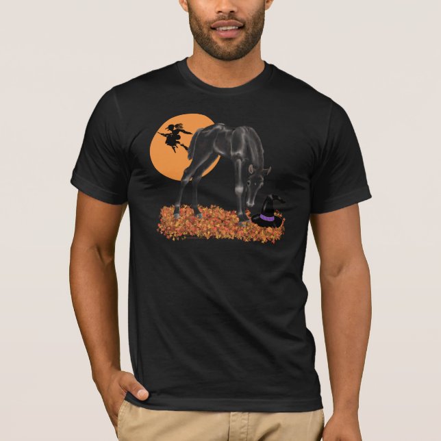Camiseta Folhas de Chapéu da Bruxa de Colt de Halloween (Frente)