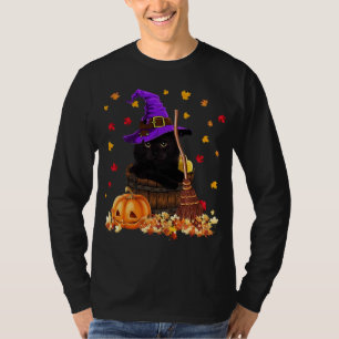 Camiseta Folhas de Gato de Mapeamento Caem Alô Outono Gatin