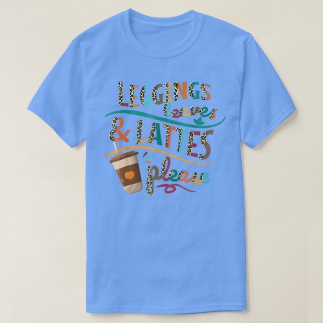 Camiseta Folhas de Leopardo e Lattes, por favor, Abóbora (Frente do Design)