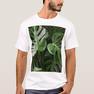 Camiseta Folhas de Monstera, layout tropical de luxo.