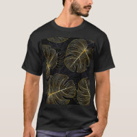 Folhas de monstera ouro, floral romântico sem cost