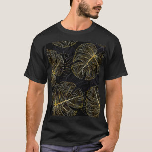 Camiseta Folhas de monstera ouro, floral romântico sem cost