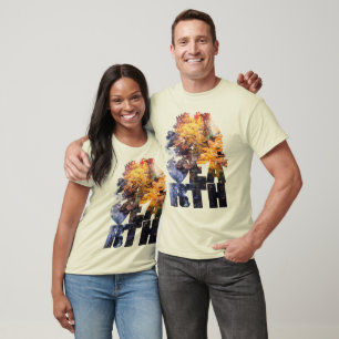 Camiseta Folhas de Outono Com Rio
