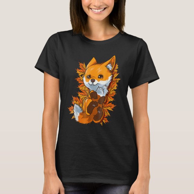 Camiseta Folhas de outono de Animais de Bebê da Floresta Ve (Frente)