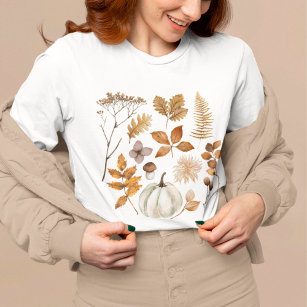 Camiseta Folhas de outono e Abóbora