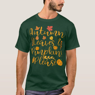 Camiseta Folhas De Outono E Abóboras De Ação De Graças, Por