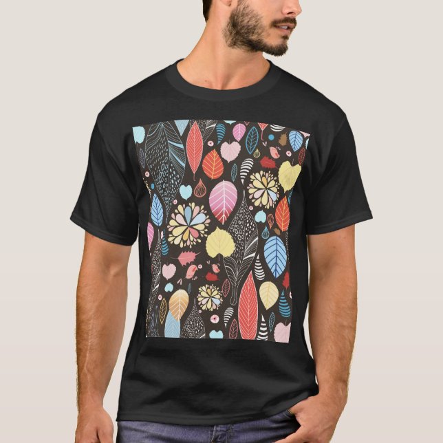 Camiseta Folhas de outono e Aves. (Frente)