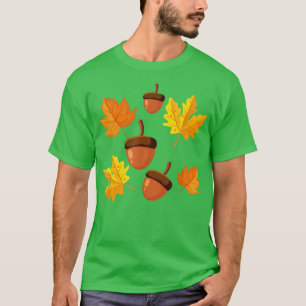 Camiseta Folhas de outono e Bolotas caem para Mulheres Graç