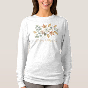 Camiseta Folhas de Outono e Brisa de Mahjong Vintage