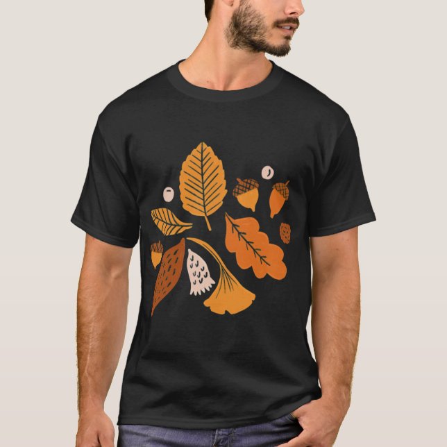 Camiseta Folhas de Outono em Azul Oversized (Frente)
