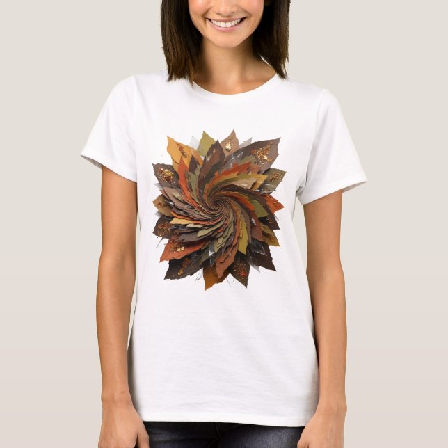 Camiseta Folhas de outono prateadas e divertidas Design Ous (Frente)