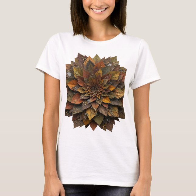 Camiseta Folhas de outono prateadas e vivas Impressão (Frente)