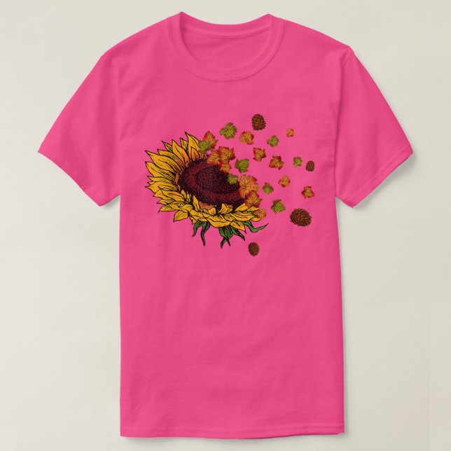 Camiseta Folhas de outono que Dizem Dons De Lover De Girass (Frente do Design)