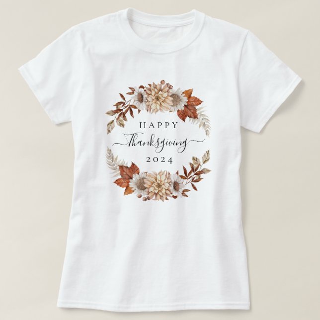 Camiseta Folhas de Outono Rústicas Feliz Dia de Ação de Gra (Frente do Design)