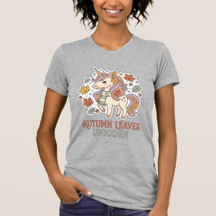 Camiseta Folhas de Outono Unicórnio Design Gráfico de Merch