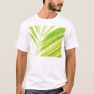 Camiseta Folhas de Palma de Pastel Verde-Pálidas
