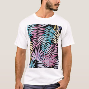 Camiseta Folhas de palma: padrão escuro de cor d'água