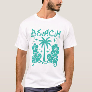 Camiseta Folhas de Palmeira Tropical de Praia Hibisco Monst