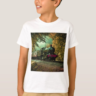 Camiseta Folhas de queda da locomotiva do comboio
