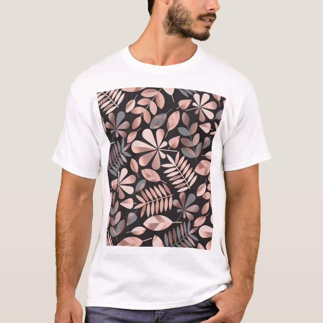 Camiseta Folhas do outono Elegante: Geométrico do Pastel (Frente)