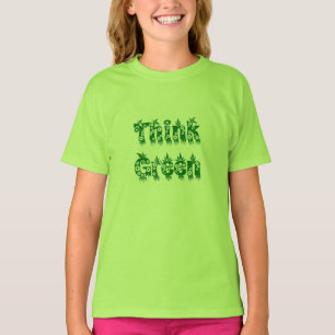 Camiseta Folhas e flores "Pense verde"