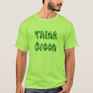 Camiseta Folhas e flores "Pense verde"