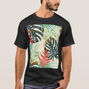 Camiseta Folhas e flores tropicais: padrão vibrante