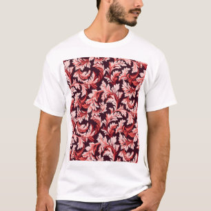 Camiseta Folhas Espirais Vintage Barrocas, Texturadas.