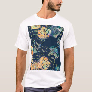 Camiseta Folhas exóticas pintadas à mão: padrão sem costura
