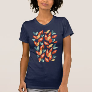 Camiseta Folhas Geométricas Padrão Amarelo Laranja Abstrato