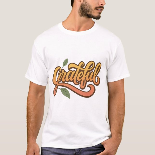 Camiseta Folhas Grateful Script (Frente)