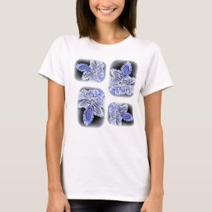 Camiseta folhas laçado em t azul & branco