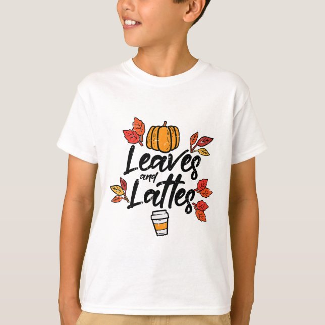 Camiseta Folhas Latinhas de Pumpkin Spice Queda no outono (Frente)