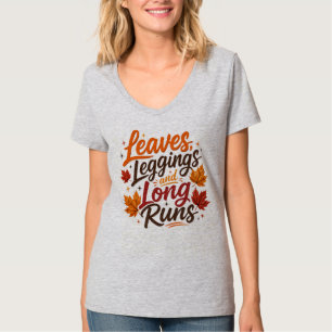 Camiseta Folhas Leggings e Longas Corridas de Outono Corren