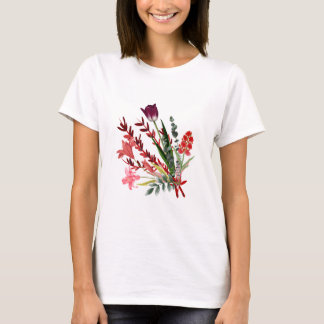 Camiseta Folhas misturadas e Impressão de Harmonia Floral