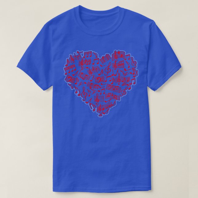 Camiseta Folhas Musicais em Forma de Coração (Frente do Design)