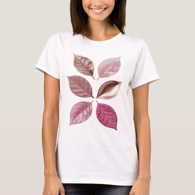 Camiseta Folhas prateadas de diferentes tons e texturas (Frente)