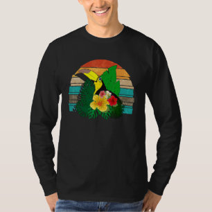 Camiseta Folhas tropicais aves exóticas, aves selvagens, fl