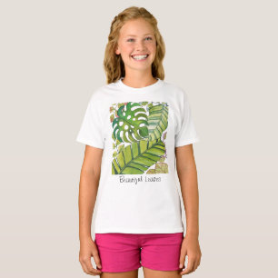 Camiseta Folhas Tropicais Bonitas Em Aquarela